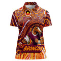 Custom Australia NAIDOC Week 2024 Women Polo Shirt Brisbane Broncos Mascot Keep The Fire Burning