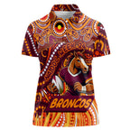 Custom Australia NAIDOC Week 2024 Women Polo Shirt Brisbane Broncos Mascot Keep The Fire Burning