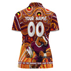 Custom Australia NAIDOC Week 2024 Women Polo Shirt Brisbane Broncos Mascot Keep The Fire Burning