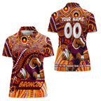 Custom Australia NAIDOC Week 2024 Women Polo Shirt Brisbane Broncos Mascot Keep The Fire Burning