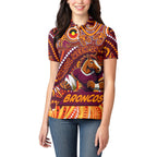 Custom Australia NAIDOC Week 2024 Women Polo Shirt Brisbane Broncos Mascot Keep The Fire Burning