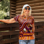 Custom Australia NAIDOC Week 2024 Women Polo Shirt Brisbane Broncos Mascot Keep The Fire Burning