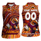 Custom Australia NAIDOC Week 2024 Women Sleeveless Polo Shirt Brisbane Broncos Mascot Keep The Fire Burning