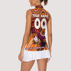 Custom Australia NAIDOC Week 2024 Women Sleeveless Polo Shirt Brisbane Broncos Mascot Keep The Fire Burning