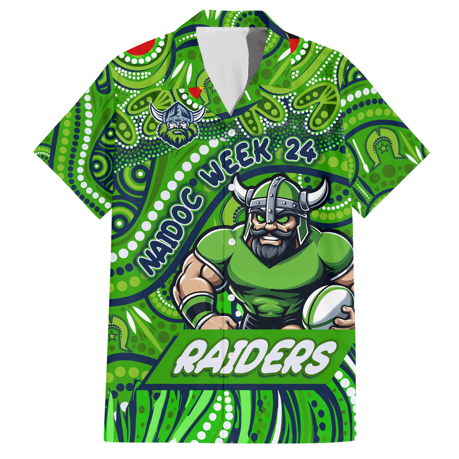 Custom Australia NAIDOC Week 2024 Hawaiian Shirt Canberra Raiders Mascot Keep The Fire Burning
