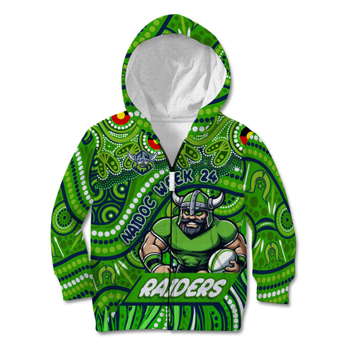 Custom Australia NAIDOC Week 2024 Kid Hoodie Canberra Raiders Mascot Keep The Fire Burning