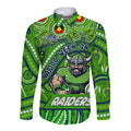 Custom Australia NAIDOC Week 2024 Long Sleeve Button Shirt Canberra Raiders Mascot Keep The Fire Burning