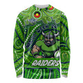 Custom Australia NAIDOC Week 2024 Long Sleeve Shirt Canberra Raiders Mascot Keep The Fire Burning