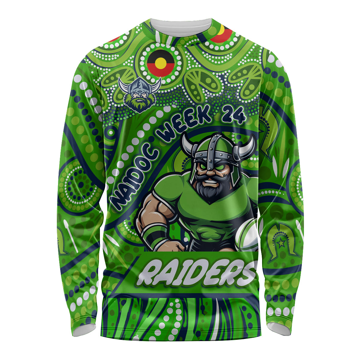 Custom Australia NAIDOC Week 2024 Long Sleeve Shirt Canberra Raiders Mascot Keep The Fire Burning