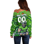 Custom Australia NAIDOC Week 2024 Off Shoulder Sweater Canberra Raiders Mascot Keep The Fire Burning