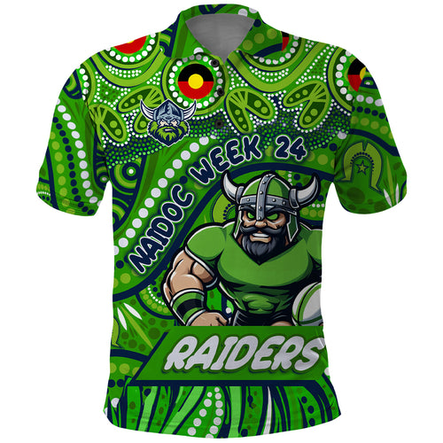 Custom Australia NAIDOC Week 2024 Polo Shirt Canberra Raiders Mascot Keep The Fire Burning