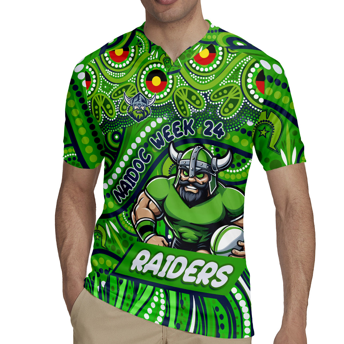 Custom Australia NAIDOC Week 2024 Rugby Jersey Canberra Raiders Mascot Keep The Fire Burning