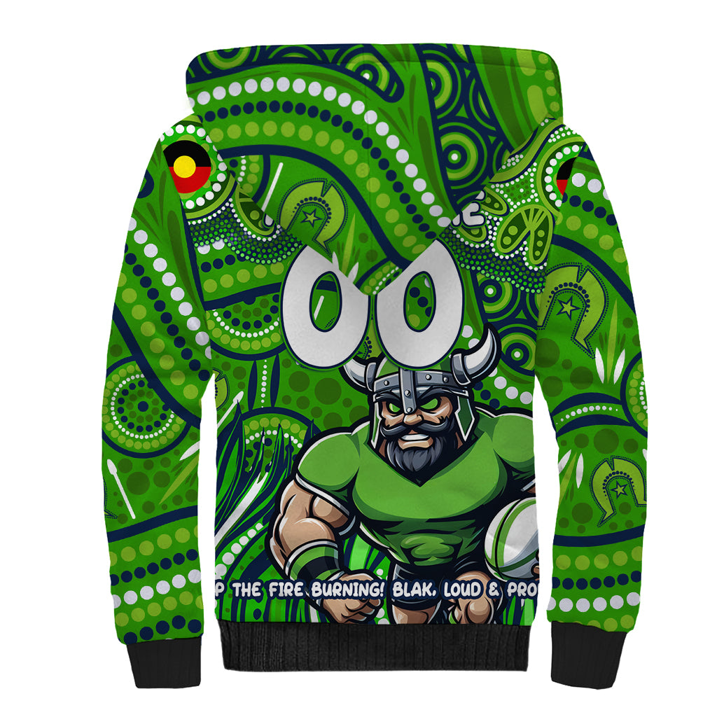 Custom Australia NAIDOC Week 2024 Sherpa Hoodie Canberra Raiders Mascot Keep The Fire Burning