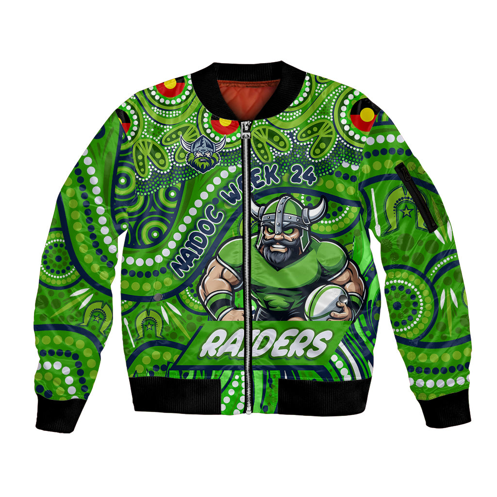 Custom Australia NAIDOC Week 2024 Sleeve Zip Bomber Jacket Canberra Raiders Mascot Keep The Fire Burning