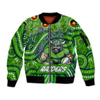 Custom Australia NAIDOC Week 2024 Sleeve Zip Bomber Jacket Canberra Raiders Mascot Keep The Fire Burning