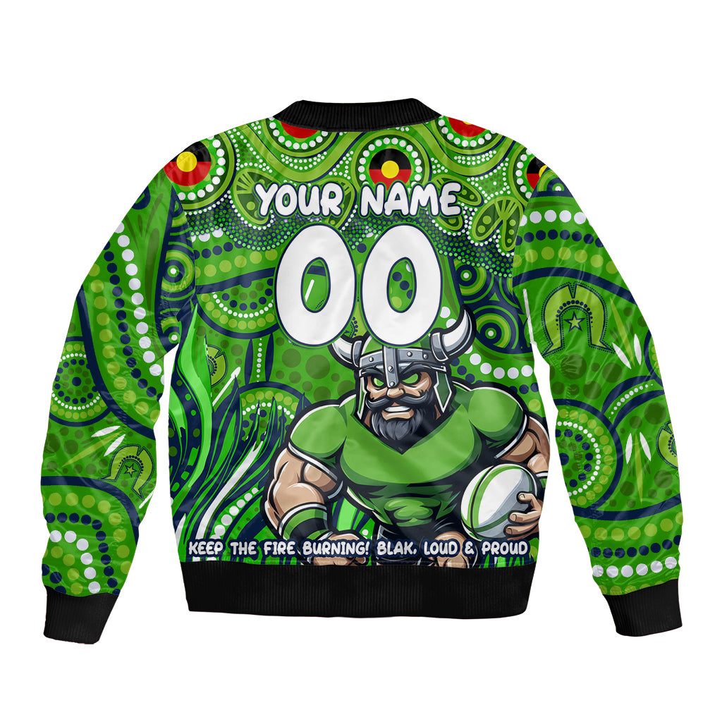 Custom Australia NAIDOC Week 2024 Sleeve Zip Bomber Jacket Canberra Raiders Mascot Keep The Fire Burning