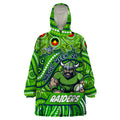 Custom Australia NAIDOC Week 2024 Wearable Blanket Hoodie Canberra Raiders Mascot Keep The Fire Burning
