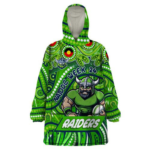 Custom Australia NAIDOC Week 2024 Wearable Blanket Hoodie Canberra Raiders Mascot Keep The Fire Burning