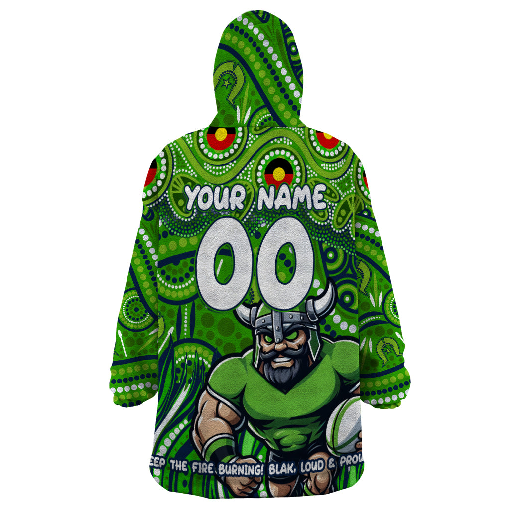 Custom Australia NAIDOC Week 2024 Wearable Blanket Hoodie Canberra Raiders Mascot Keep The Fire Burning