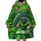 Custom Australia NAIDOC Week 2024 Wearable Blanket Hoodie Canberra Raiders Mascot Keep The Fire Burning