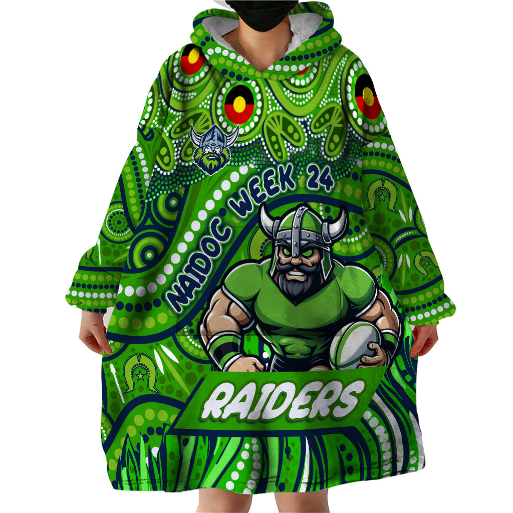Custom Australia NAIDOC Week 2024 Wearable Blanket Hoodie Canberra Raiders Mascot Keep The Fire Burning