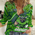 Custom Australia NAIDOC Week 2024 Women Casual Shirt Canberra Raiders Mascot Keep The Fire Burning