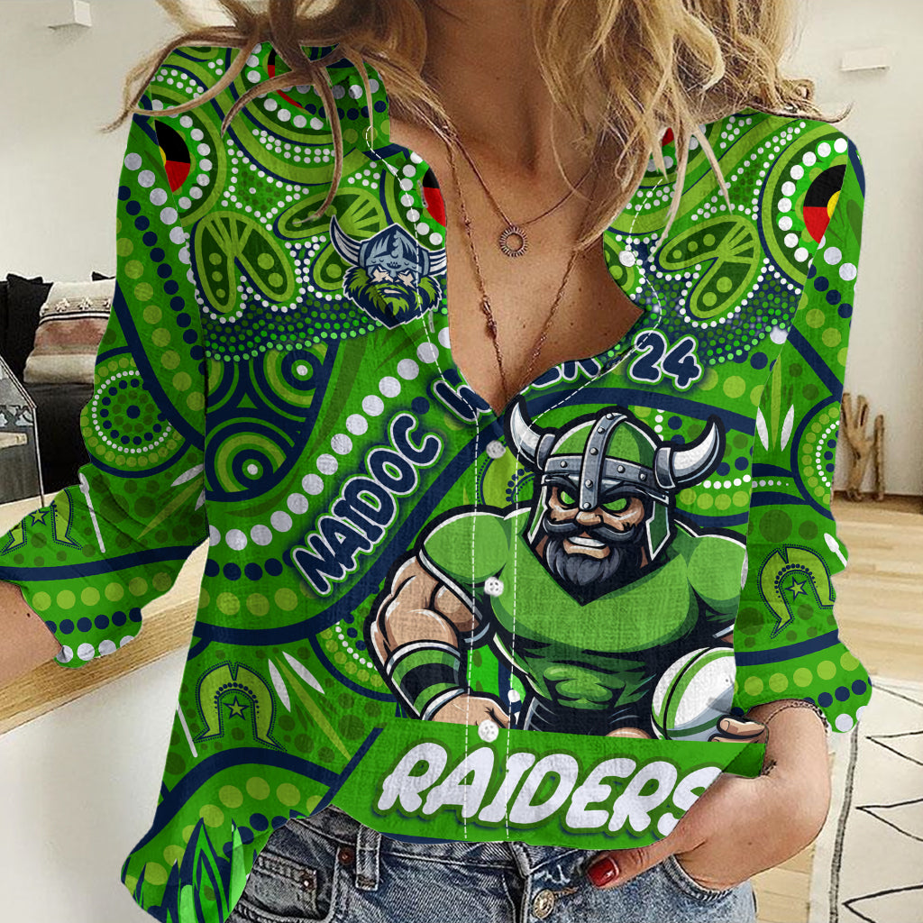 Custom Australia NAIDOC Week 2024 Women Casual Shirt Canberra Raiders Mascot Keep The Fire Burning