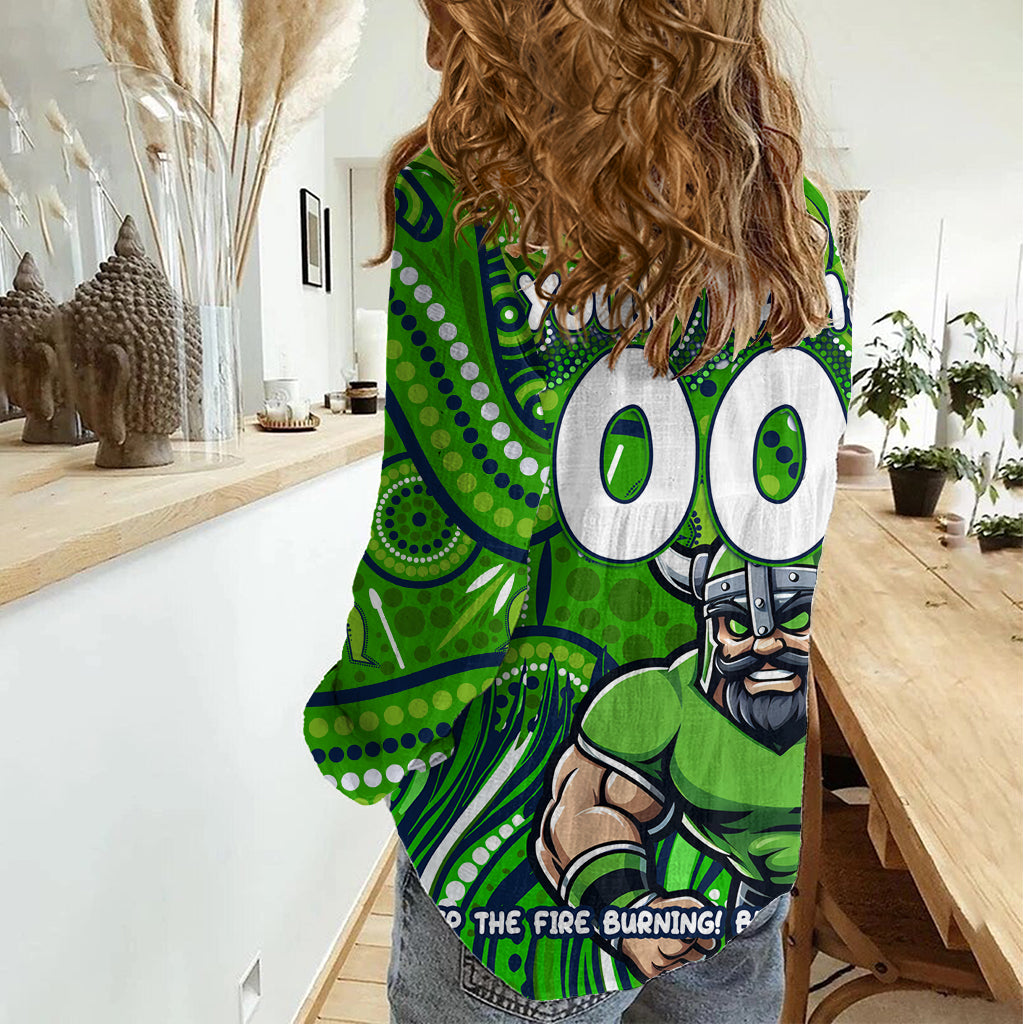 Custom Australia NAIDOC Week 2024 Women Casual Shirt Canberra Raiders Mascot Keep The Fire Burning