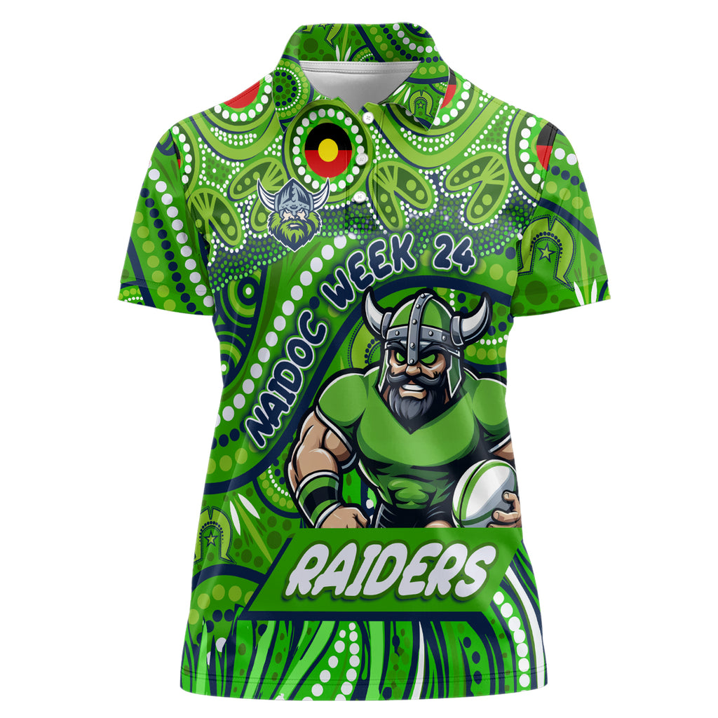 Custom Australia NAIDOC Week 2024 Women Polo Shirt Canberra Raiders Mascot Keep The Fire Burning