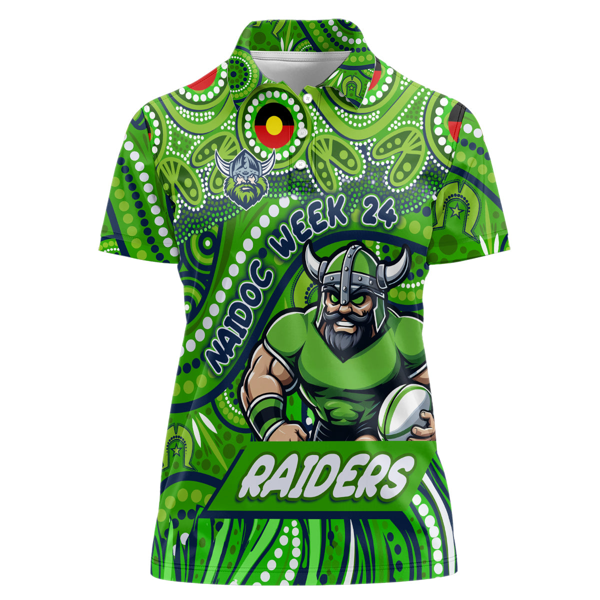 Custom Australia NAIDOC Week 2024 Women Polo Shirt Canberra Raiders Mascot Keep The Fire Burning