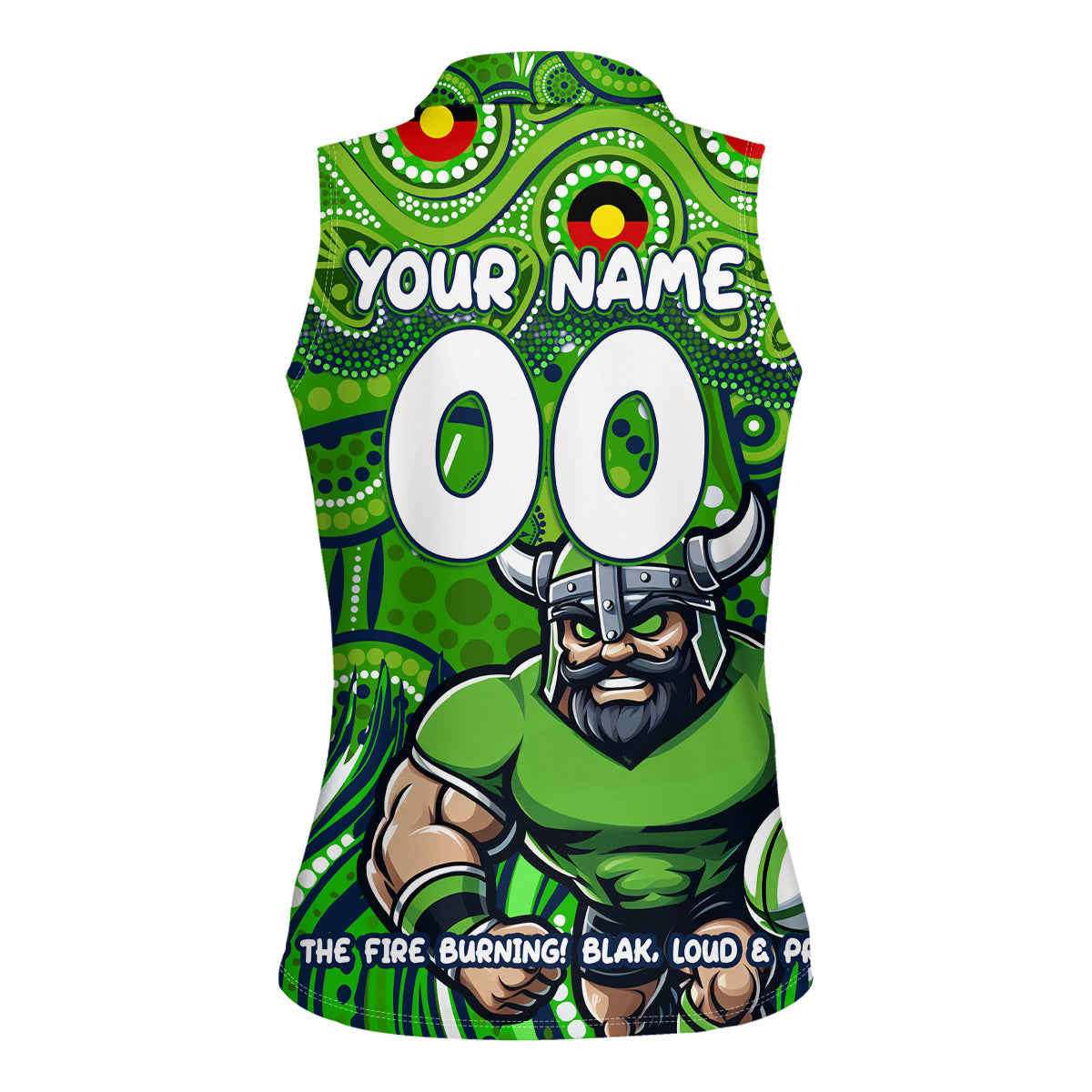 Custom Australia NAIDOC Week 2024 Women Sleeveless Polo Shirt Canberra Raiders Mascot Keep The Fire Burning