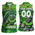 Custom Australia NAIDOC Week 2024 Women Sleeveless Polo Shirt Canberra Raiders Mascot Keep The Fire Burning