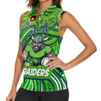 Custom Australia NAIDOC Week 2024 Women Sleeveless Polo Shirt Canberra Raiders Mascot Keep The Fire Burning