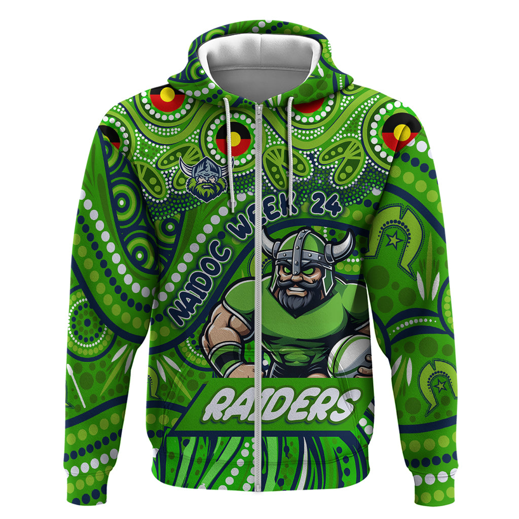 Custom Australia NAIDOC Week 2024 Zip Hoodie Canberra Raiders Mascot Keep The Fire Burning