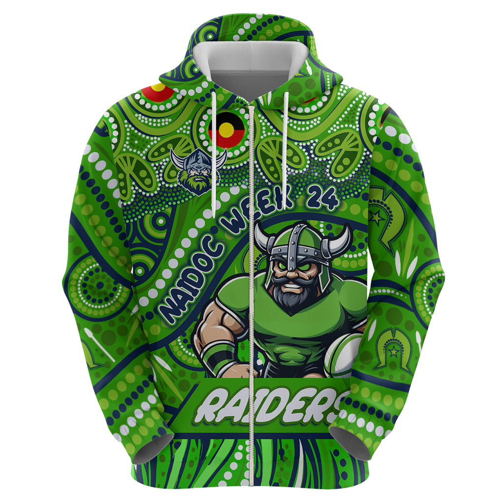 Custom Australia NAIDOC Week 2024 Zip Hoodie Canberra Raiders Mascot Keep The Fire Burning