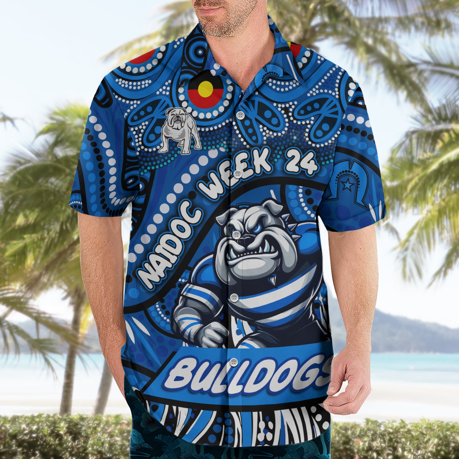 Custom Australia NAIDOC Week 2024 Hawaiian Shirt Bulldogs Mascot Keep The Fire Burning