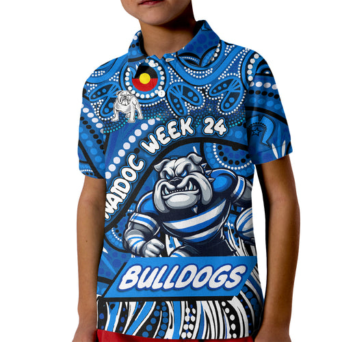 Custom Australia NAIDOC Week 2024 Kid Polo Shirt Bulldogs Mascot Keep The Fire Burning