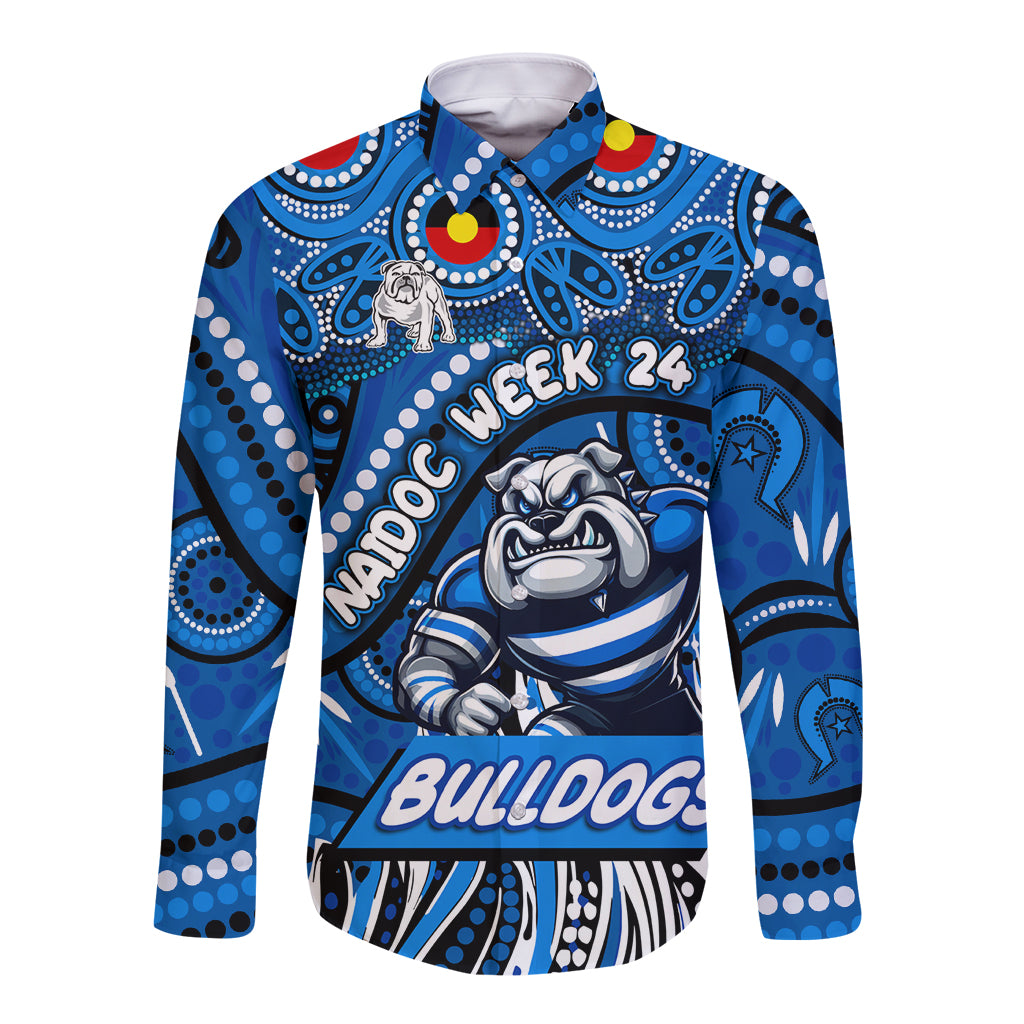 Custom Australia NAIDOC Week 2024 Long Sleeve Button Shirt Bulldogs Mascot Keep The Fire Burning