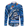 Custom Australia NAIDOC Week 2024 Long Sleeve Button Shirt Bulldogs Mascot Keep The Fire Burning