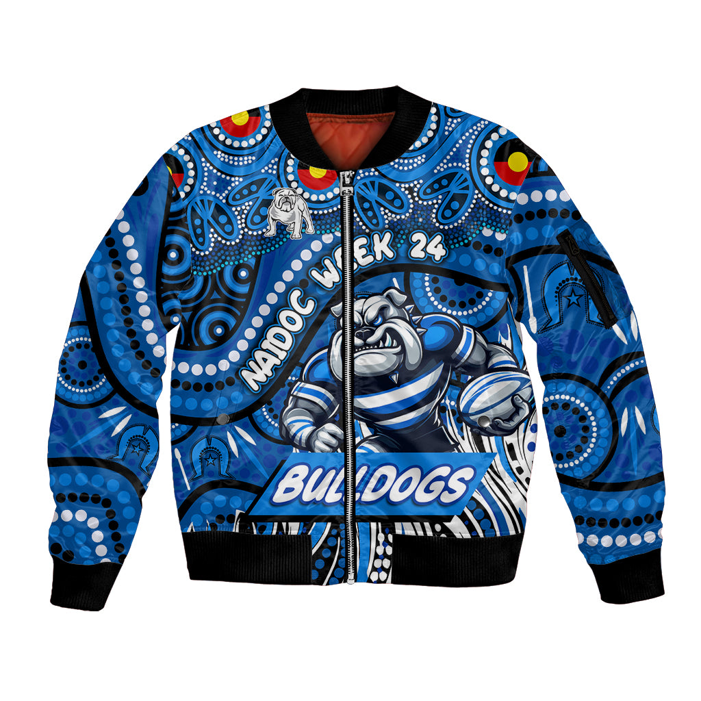 Custom Australia NAIDOC Week 2024 Sleeve Zip Bomber Jacket Bulldogs Mascot Keep The Fire Burning
