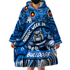 Custom Australia NAIDOC Week 2024 Wearable Blanket Hoodie Bulldogs Mascot Keep The Fire Burning