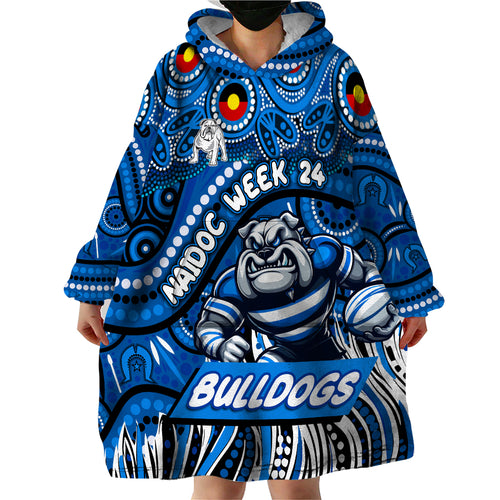 Custom Australia NAIDOC Week 2024 Wearable Blanket Hoodie Bulldogs Mascot Keep The Fire Burning