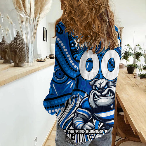 Custom Australia NAIDOC Week 2024 Women Casual Shirt Bulldogs Mascot Keep The Fire Burning