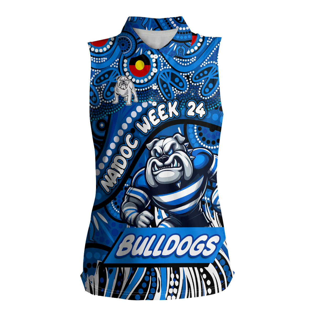 Custom Australia NAIDOC Week 2024 Women Sleeveless Polo Shirt Bulldogs Mascot Keep The Fire Burning