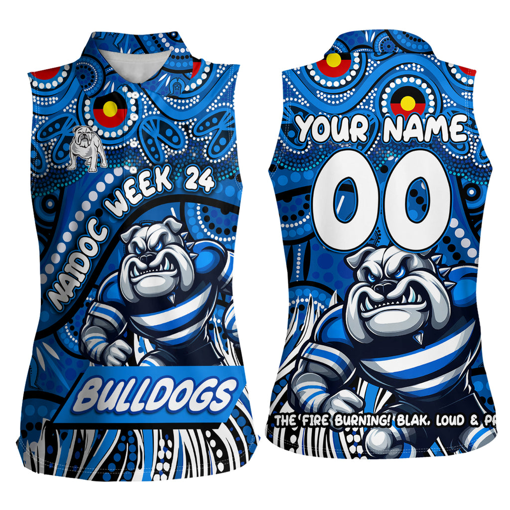 Custom Australia NAIDOC Week 2024 Women Sleeveless Polo Shirt Bulldogs Mascot Keep The Fire Burning