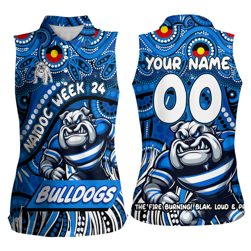 Custom Australia NAIDOC Week 2024 Women Sleeveless Polo Shirt Bulldogs Mascot Keep The Fire Burning