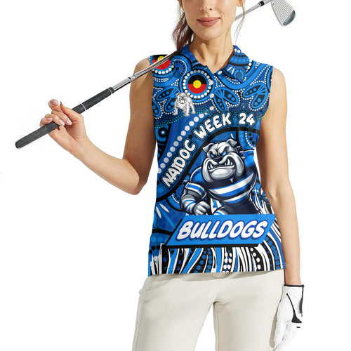 Custom Australia NAIDOC Week 2024 Women Sleeveless Polo Shirt Bulldogs Mascot Keep The Fire Burning