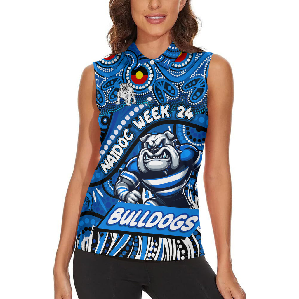 Custom Australia NAIDOC Week 2024 Women Sleeveless Polo Shirt Bulldogs Mascot Keep The Fire Burning