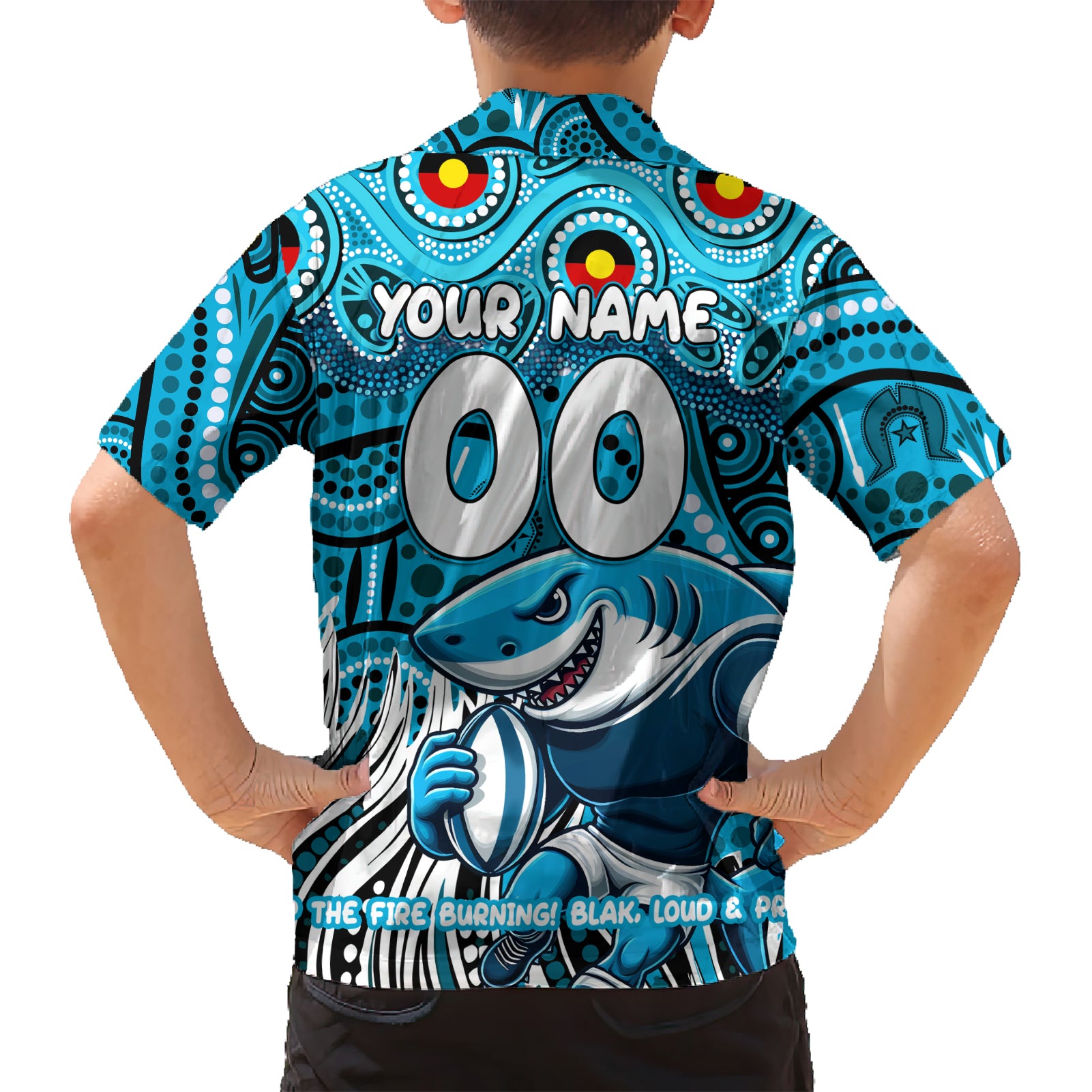Custom Australia NAIDOC Week 2024 Kid Hawaiian Shirt Sharks Mascot Keep The Fire Burning