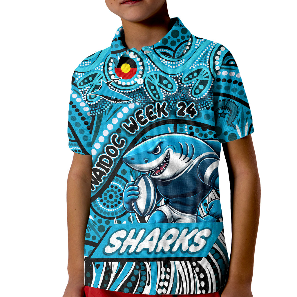 Custom Australia NAIDOC Week 2024 Kid Polo Shirt Sharks Mascot Keep The Fire Burning